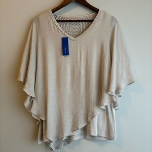 APT 9 XL Beige Lace Back Chiffon Overlay Blouse NWT Kohl’s